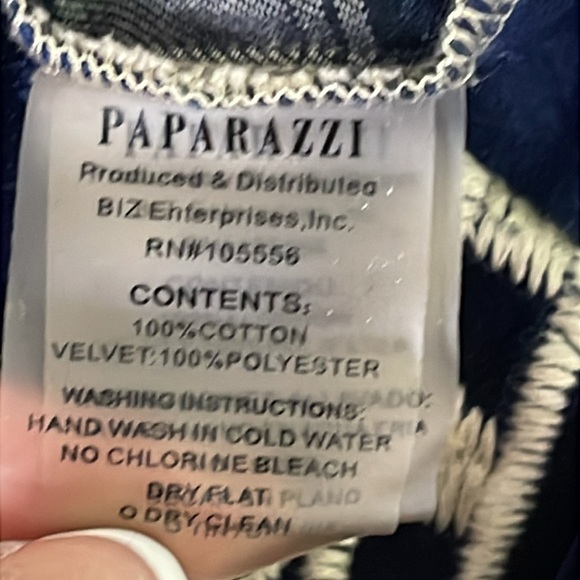 Paparazzi Blue Plaid Flannel Velvet Embroidered Button Down Shirt Size 2X Navy - Picture 11 of 11